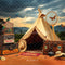 Kate Safari Aventure Camping Oiseaux Papillons Toile de fond conçue par Laura Bybee - Kate Backdrop FR