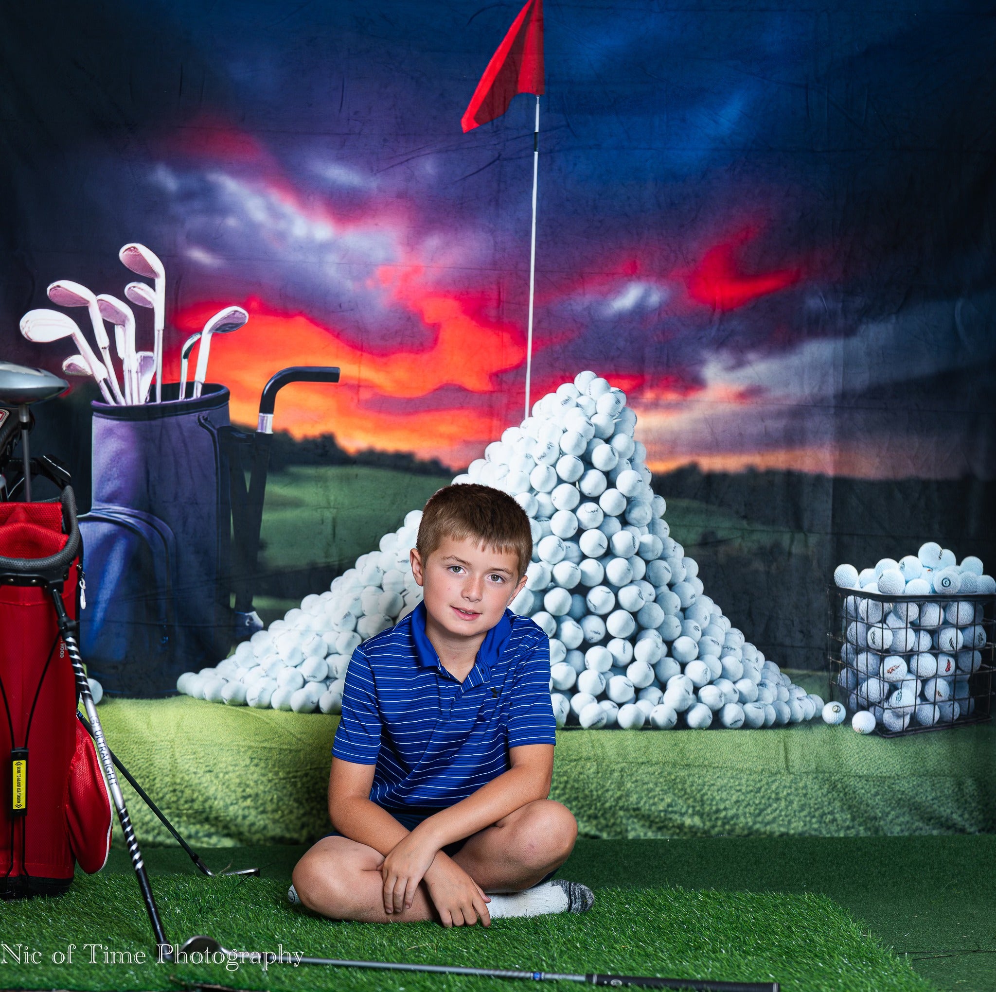Kate Golf Coucher de soleil Sports Toile de fond conçue par Laura Bybee - Kate Backdrop FR