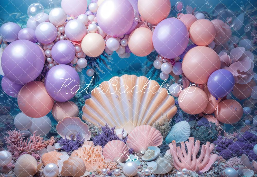 Kate Sirène Cake Smash Sous-marin Coquillage Toile de fond conçue par Kate Image - Kate Backdrop FR