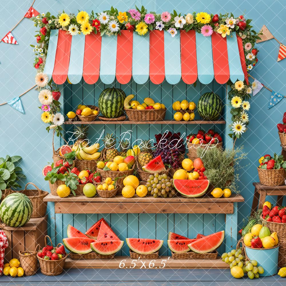 Kate Été Stand de Fruits Pastèque Toile de fond conçue par Kate Image - Kate Backdrop FR