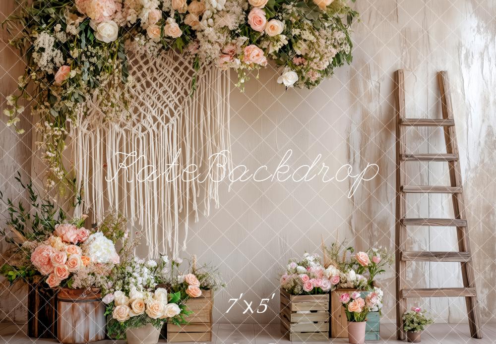 Kate Bohème Fleur Macramé Échelle Toile de fond conçue par Patty Roberts - Kate Backdrop FR