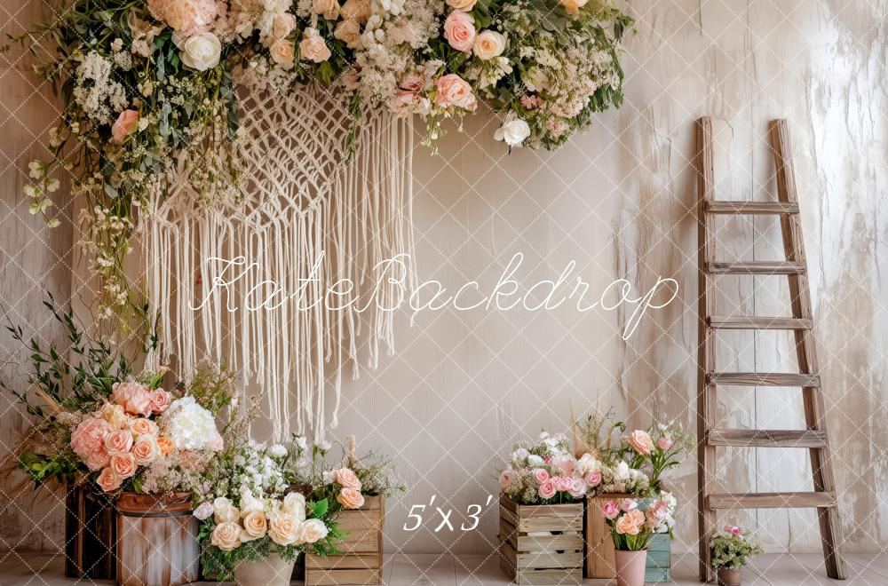 Kate Bohème Fleur Macramé Échelle Toile de fond conçue par Patty Roberts - Kate Backdrop FR
