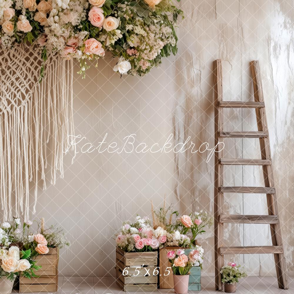 Kate Bohème Fleur Macramé Échelle Toile de fond conçue par Patty Roberts - Kate Backdrop FR
