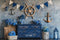 Kate Nautique Ancre Bleu Fleurs Toile de fond conçue par Patty Roberts - Kate Backdrop FR
