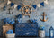 Kate Nautique Ancre Bleu Fleurs Toile de fond conçue par Patty Roberts - Kate Backdrop FR