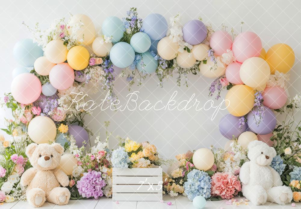 Kate Ballon Fleur Arche Ours en peluche Toile de fond conçue par Patty Roberts - Kate Backdrop FR