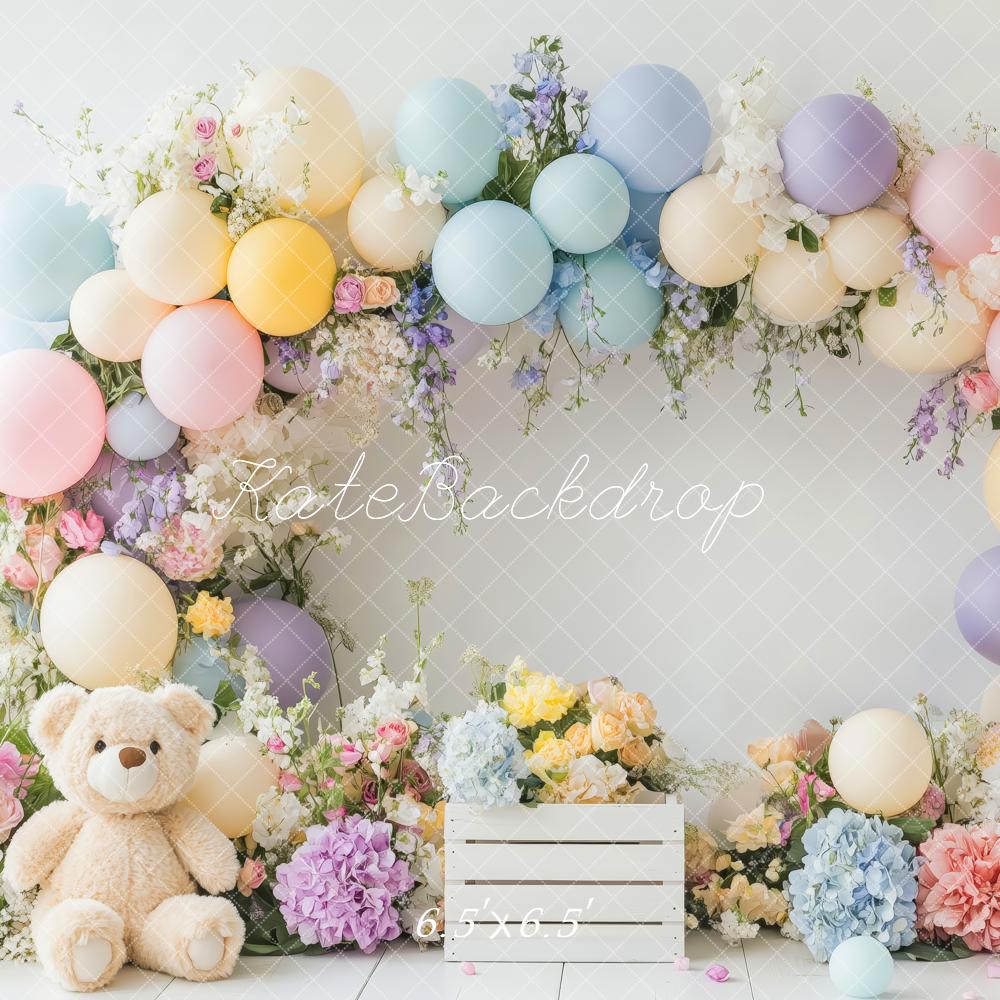 Kate Ballon Fleur Arche Ours en peluche Toile de fond conçue par Patty Roberts - Kate Backdrop FR