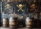 Kate Pirate Crâne Baril Noir Toile de fond conçue par Patty Roberts - Kate Backdrop FR