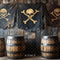 Kate Pirate Crâne Baril Noir Toile de fond conçue par Patty Roberts - Kate Backdrop FR