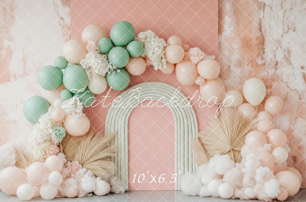 Kate Bohème Ballons Arche Pastel Toile de fond conçue par Patty Roberts - Kate Backdrop FR