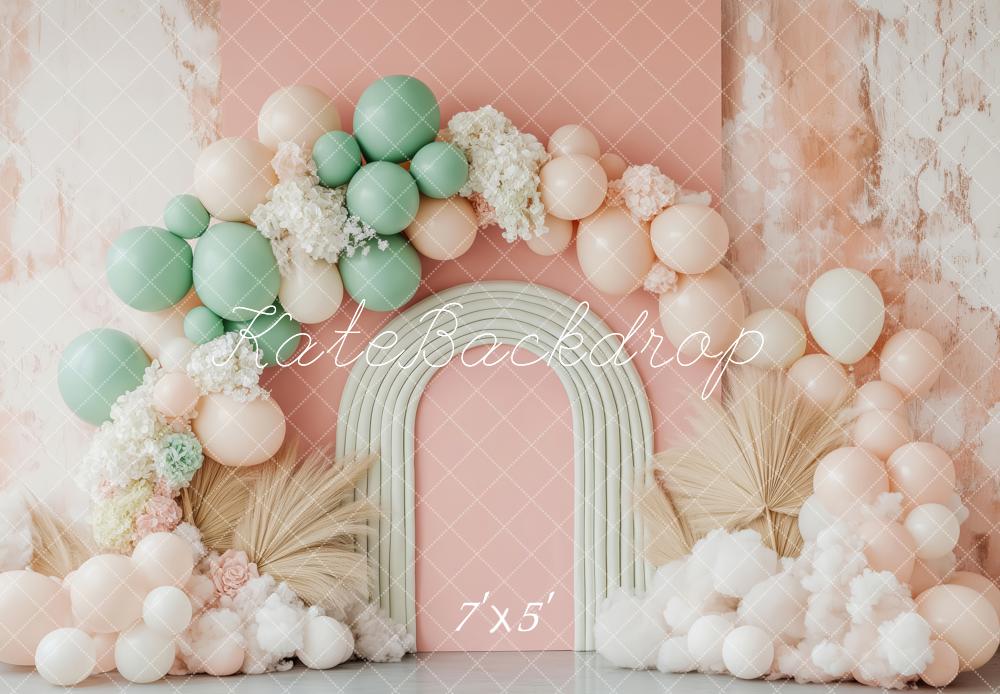 Kate Bohème Ballons Arche Pastel Toile de fond conçue par Patty Roberts - Kate Backdrop FR