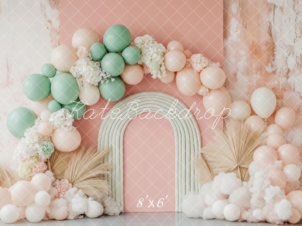 Kate Bohème Ballons Arche Pastel Toile de fond conçue par Patty Roberts - Kate Backdrop FR