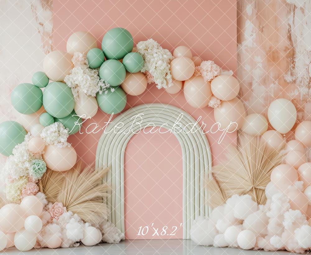 Kate Bohème Ballons Arche Pastel Toile de fond conçue par Patty Roberts - Kate Backdrop FR
