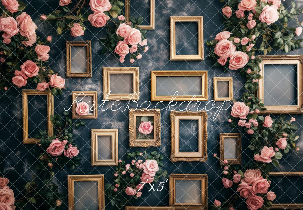 Kate Cadre Vintage Fleurs Rose Toile de fond conçue par Patty Roberts - Kate Backdrop FR