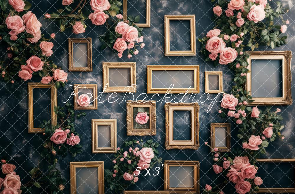 Kate Cadre Vintage Fleurs Rose Toile de fond conçue par Patty Roberts - Kate Backdrop FR