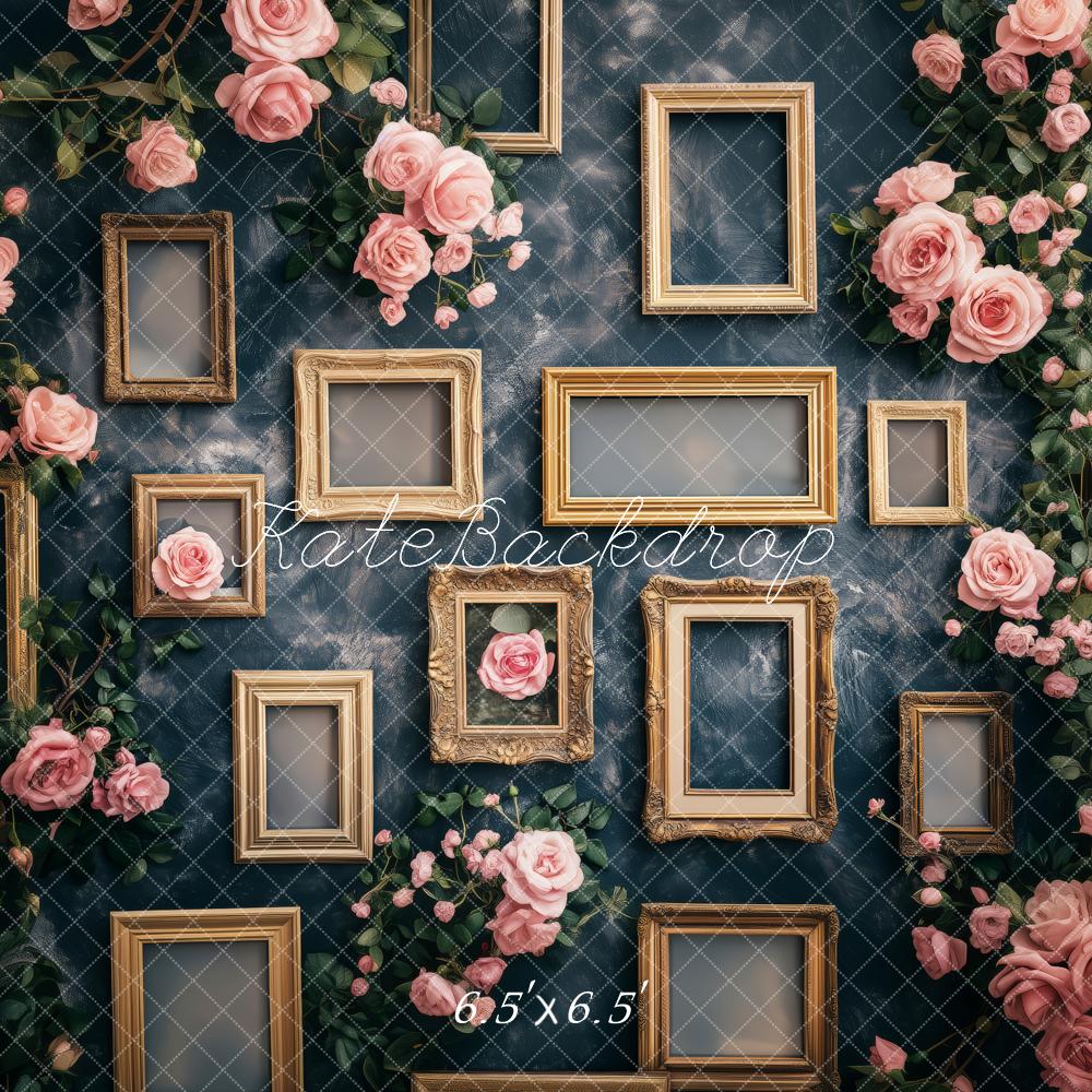 Kate Cadre Vintage Fleurs Rose Toile de fond conçue par Patty Roberts - Kate Backdrop FR