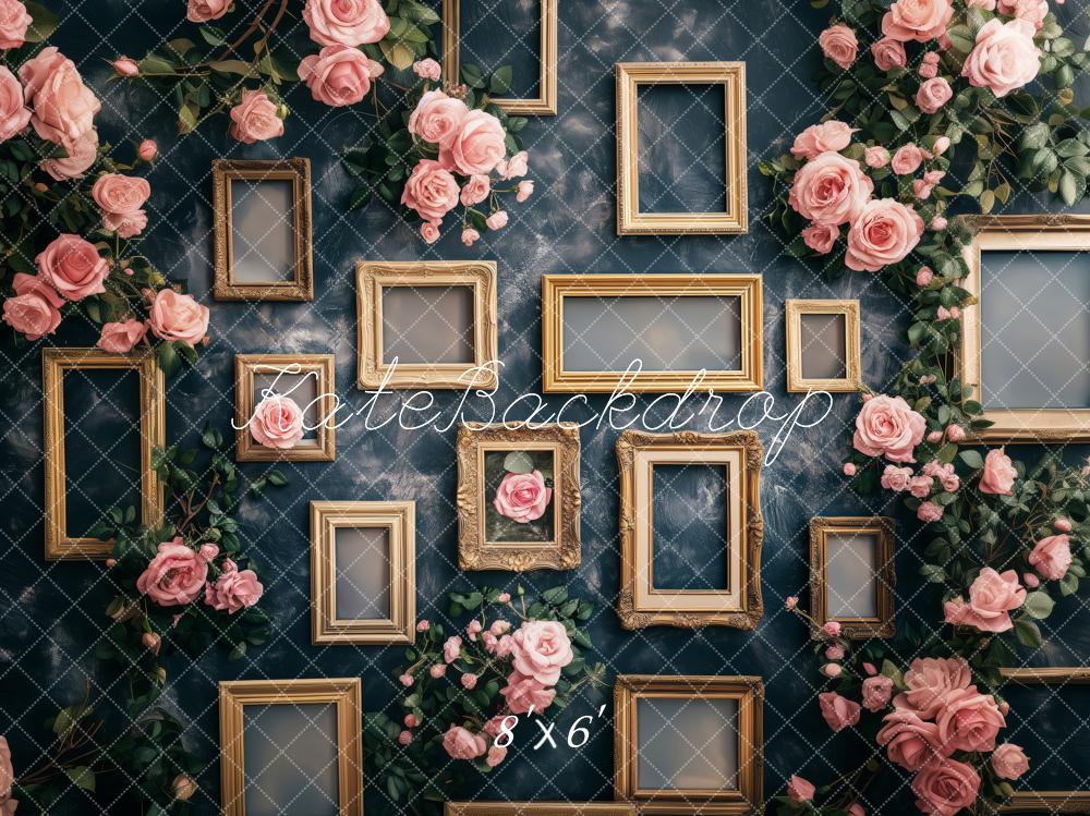 Kate Cadre Vintage Fleurs Rose Toile de fond conçue par Patty Roberts - Kate Backdrop FR