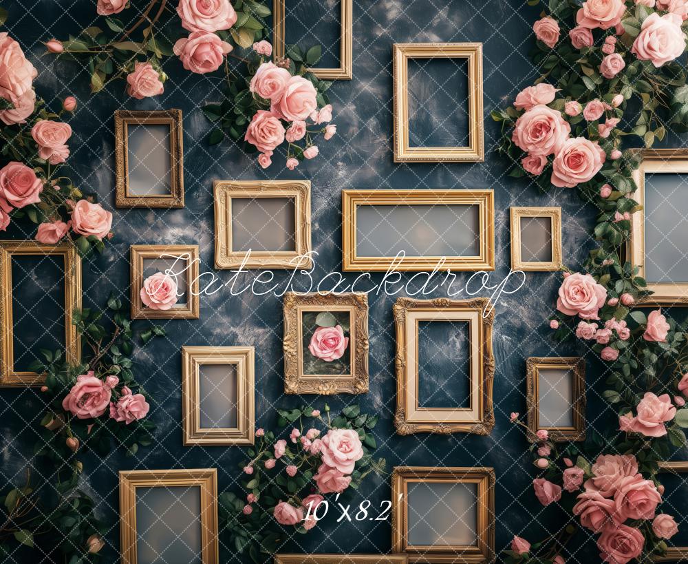Kate Cadre Vintage Fleurs Rose Toile de fond conçue par Patty Roberts - Kate Backdrop FR