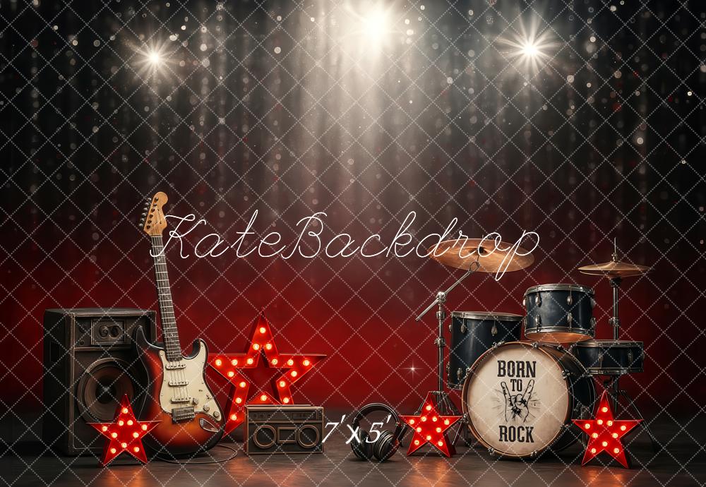 Kate Rock Roll Musique Scène Guitare Toile de fond conçu par Ashley Paul - Kate Backdrop FR
