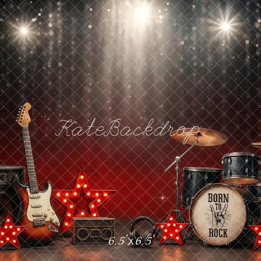 Kate Rock Roll Musique Scène Guitare Toile de fond conçu par Ashley Paul - Kate Backdrop FR