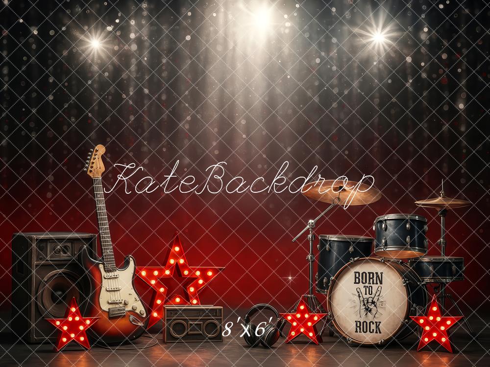 Kate Rock Roll Musique Scène Guitare Toile de fond conçu par Ashley Paul - Kate Backdrop FR