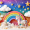 Kate Cake Smash Licorne Arc-en-ciel Nuages Toile de fond conçu par Ashley Paul - Kate Backdrop FR