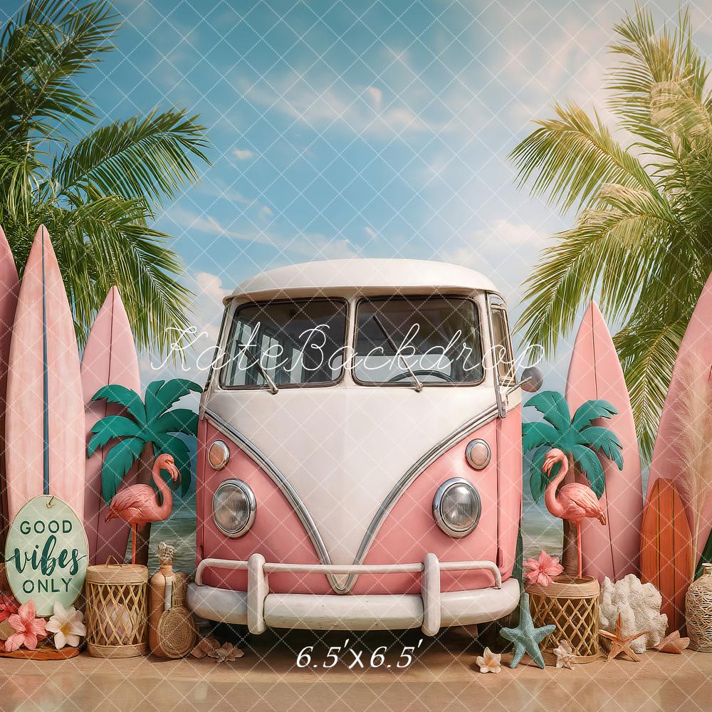 Kate Été Plage Camping-car Planches de surf Toile de fond conçu par Ashley Paul - Kate Backdrop FR