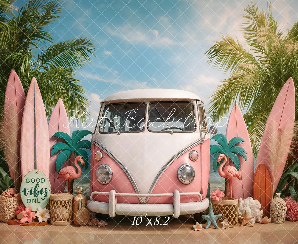 Kate Été Plage Camping-car Planches de surf Toile de fond conçu par Ashley Paul - Kate Backdrop FR