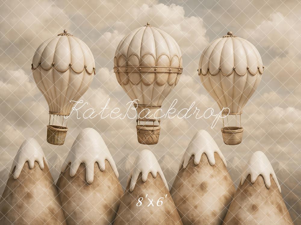 Kate Voyage Montgolfière Montagnes Toile de fond conçu par Ashley Paul - Kate Backdrop FR