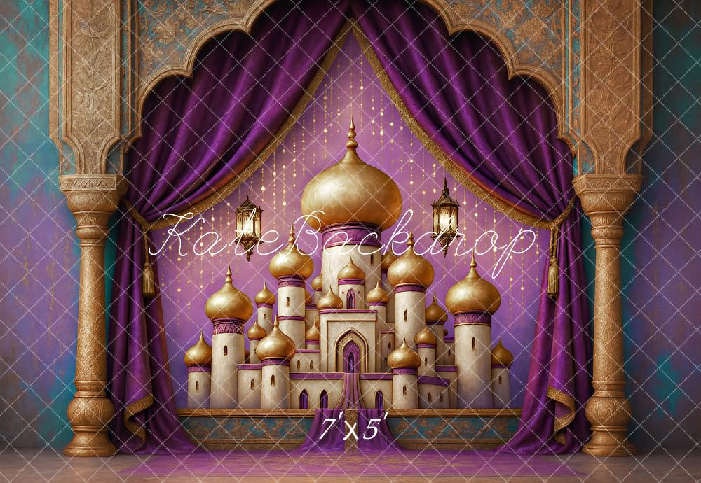 Kate Palais Arabe Arche Rétro Violet Toile de fond conçu par Ashley Paul - Kate Backdrop FR
