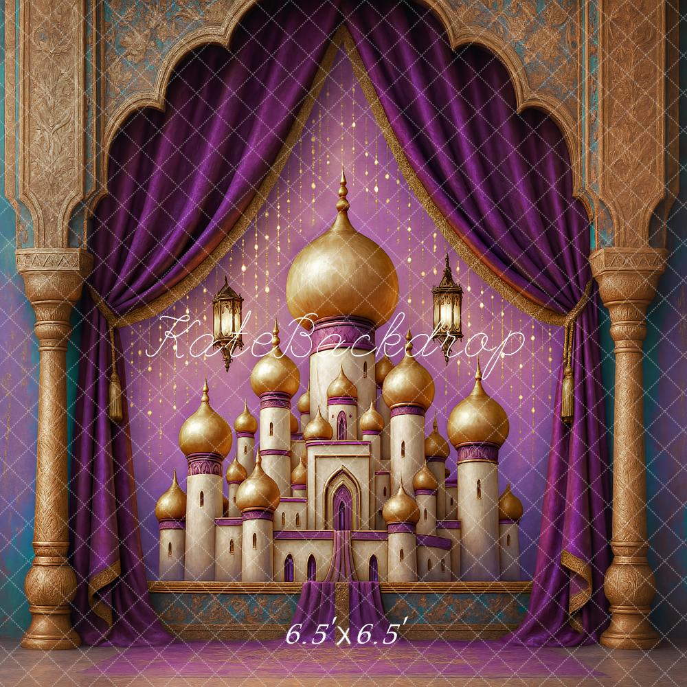 Kate Palais Arabe Arche Rétro Violet Toile de fond conçu par Ashley Paul - Kate Backdrop FR
