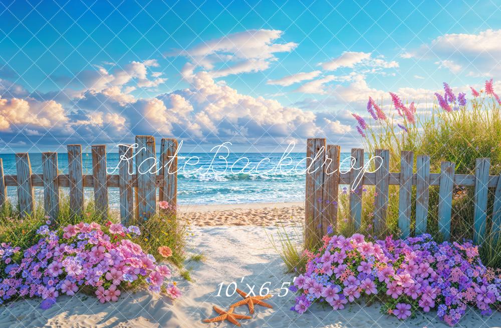 Kate Été Plage Fleurs Clôture Toile de fond conçue par Emetselch - Kate Backdrop FR