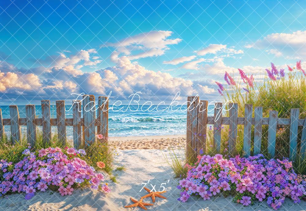 Kate Été Plage Fleurs Clôture Toile de fond conçue par Emetselch - Kate Backdrop FR