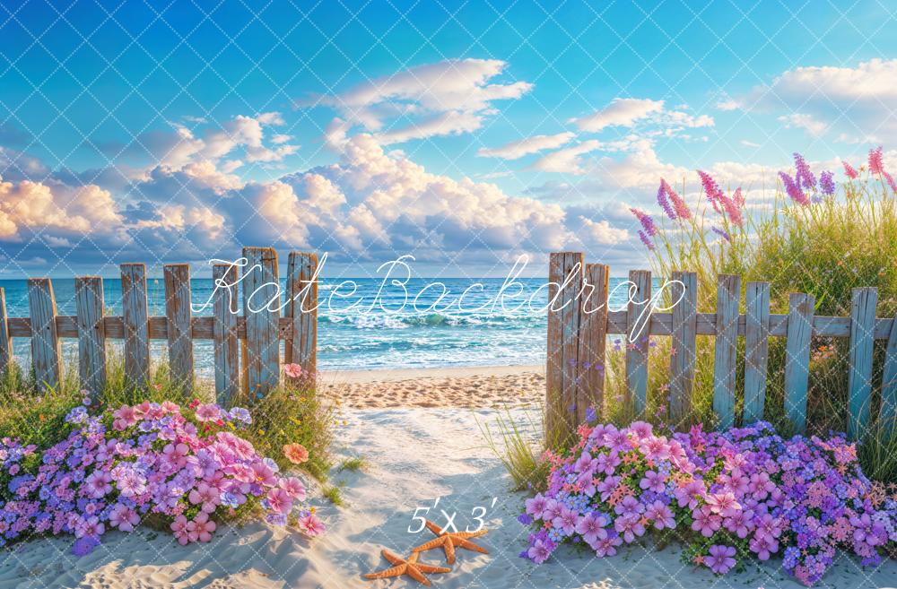 Kate Été Plage Fleurs Clôture Toile de fond conçue par Emetselch - Kate Backdrop FR