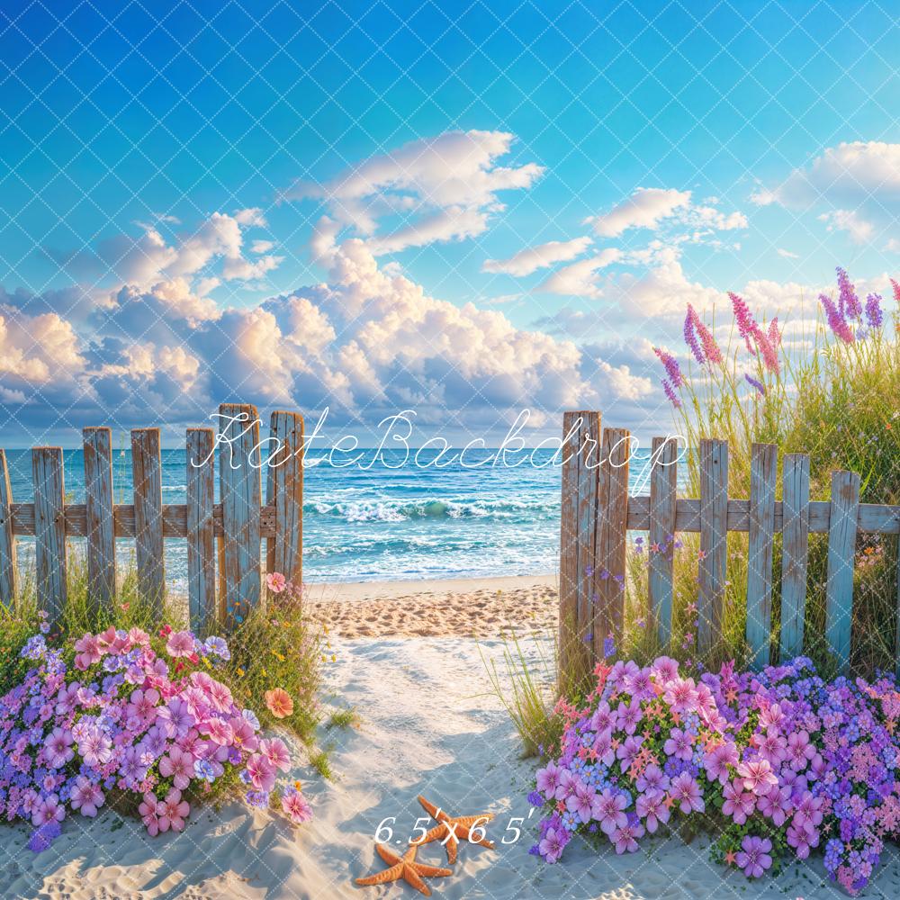 Kate Été Plage Fleurs Clôture Toile de fond conçue par Emetselch - Kate Backdrop FR
