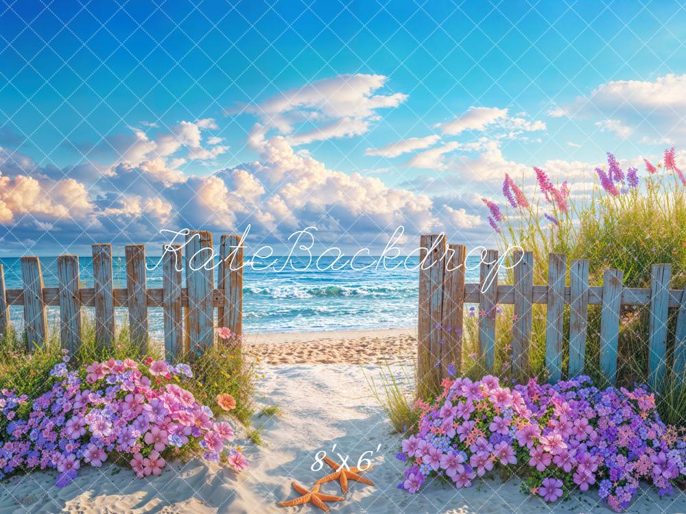 Kate Été Plage Fleurs Clôture Toile de fond conçue par Emetselch - Kate Backdrop FR