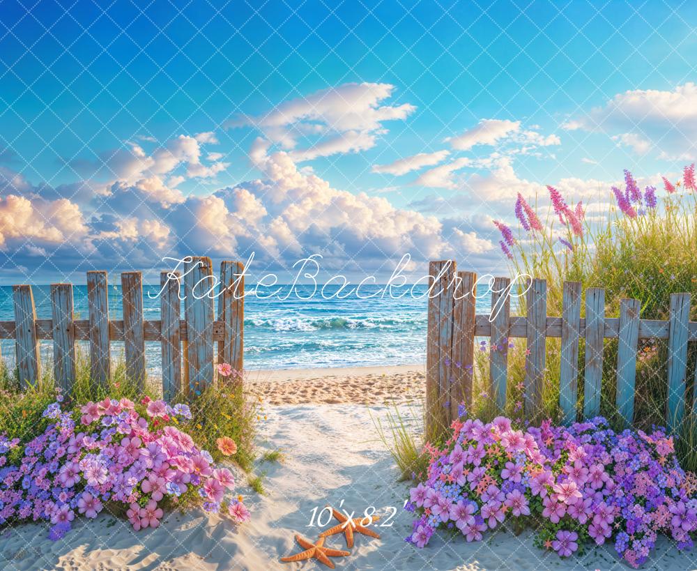 Kate Été Plage Fleurs Clôture Toile de fond conçue par Emetselch - Kate Backdrop FR