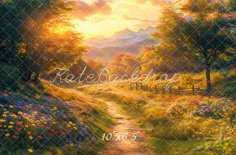 Kate Automne Forêt Fleurs Sentier Toile de fond conçue par Emetselch - Kate Backdrop FR