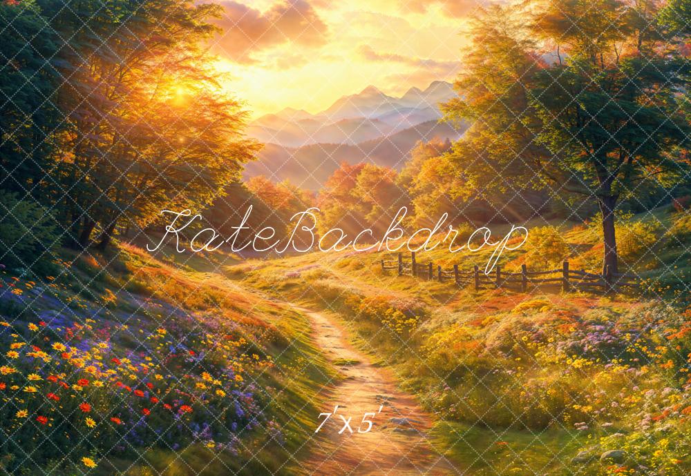 Kate Automne Forêt Fleurs Sentier Toile de fond conçue par Emetselch - Kate Backdrop FR