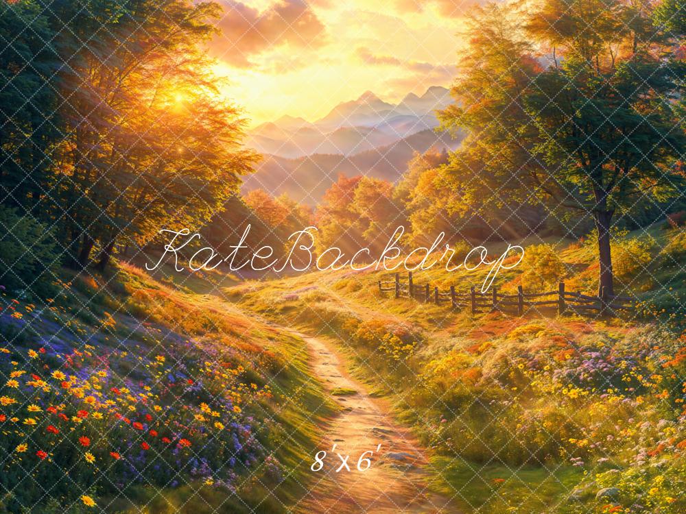 Kate Automne Forêt Fleurs Sentier Toile de fond conçue par Emetselch - Kate Backdrop FR