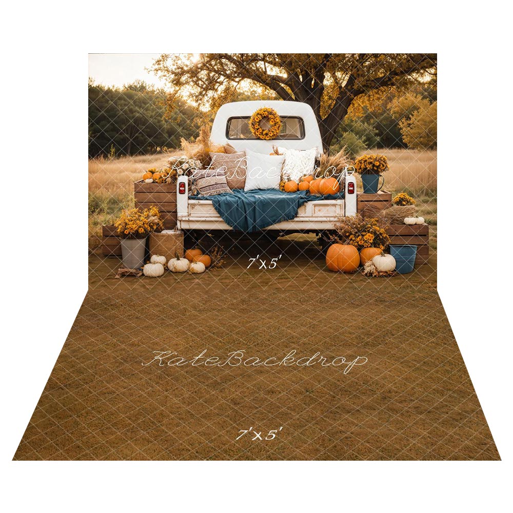 Kate Automne Camion Oreillers Citrouille Toile de fond+Marron Extérieur Sol Toile de fond - Kate Backdrop FR