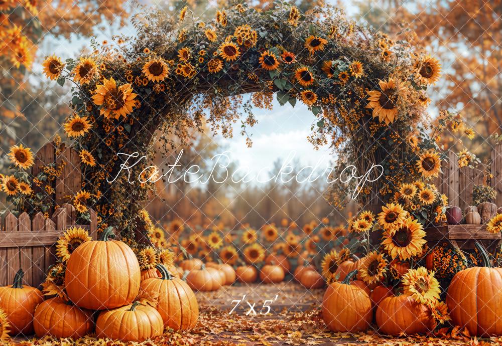 Kate Automne Tournesol Citrouille Arche Toile de fond conçue par Emetselch - Kate Backdrop FR