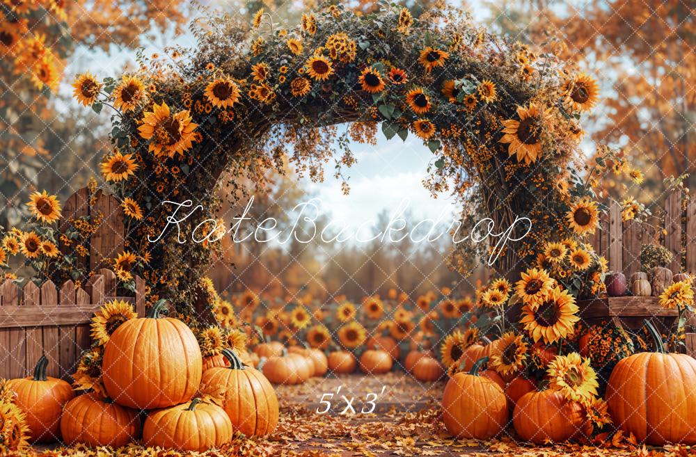 Kate Automne Tournesol Citrouille Arche Toile de fond conçue par Emetselch