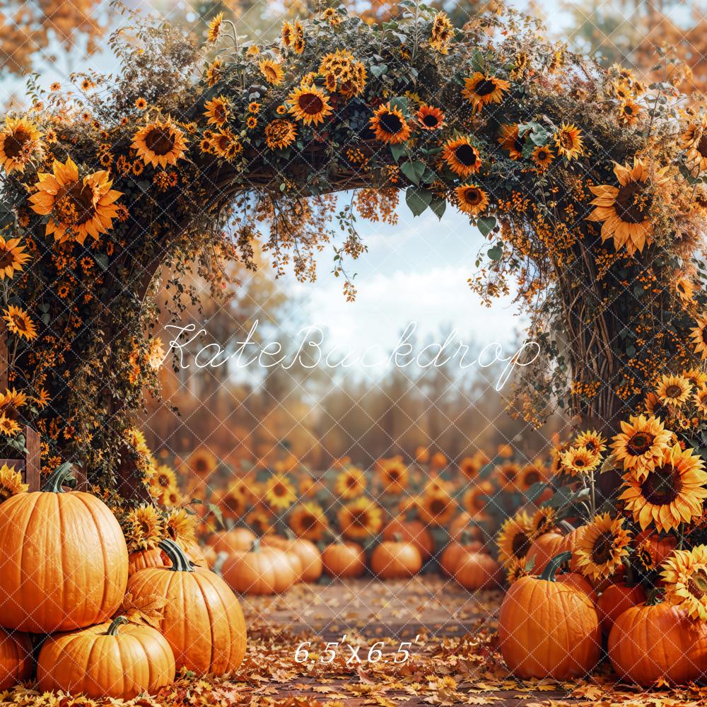 Kate Automne Tournesol Citrouille Arche Toile de fond conçue par Emetselch
