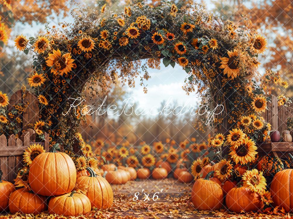 Kate Automne Tournesol Citrouille Arche Toile de fond conçue par Emetselch