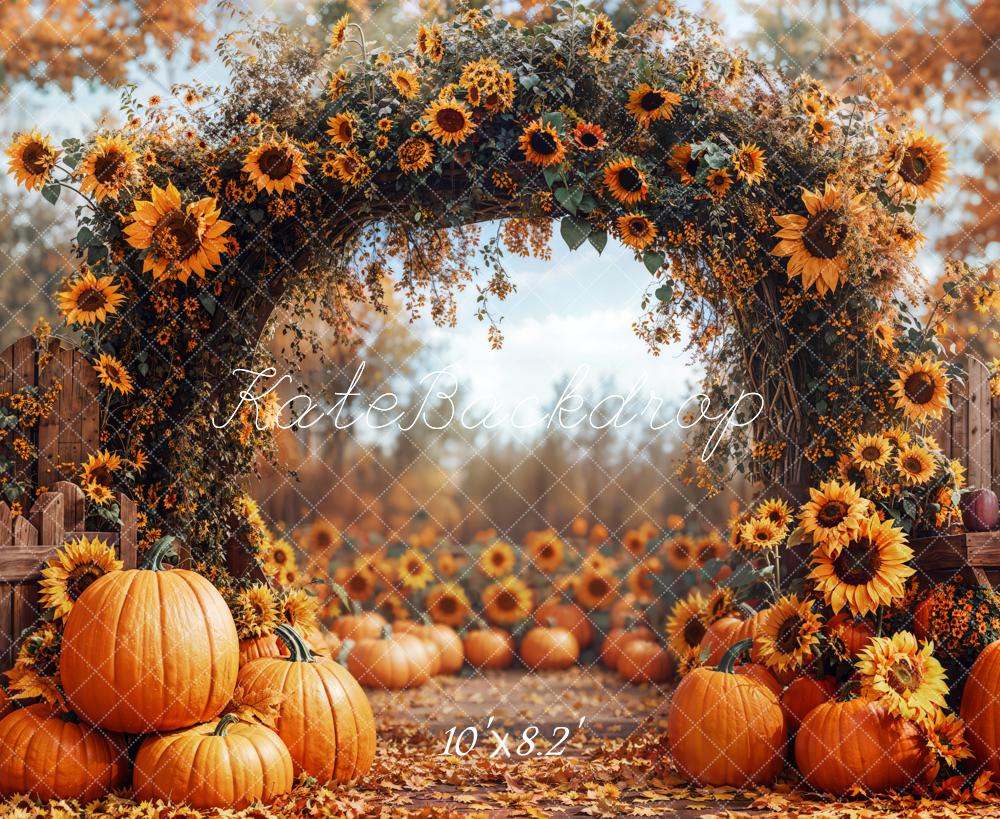 Kate Automne Tournesol Citrouille Arche Toile de fond conçue par Emetselch