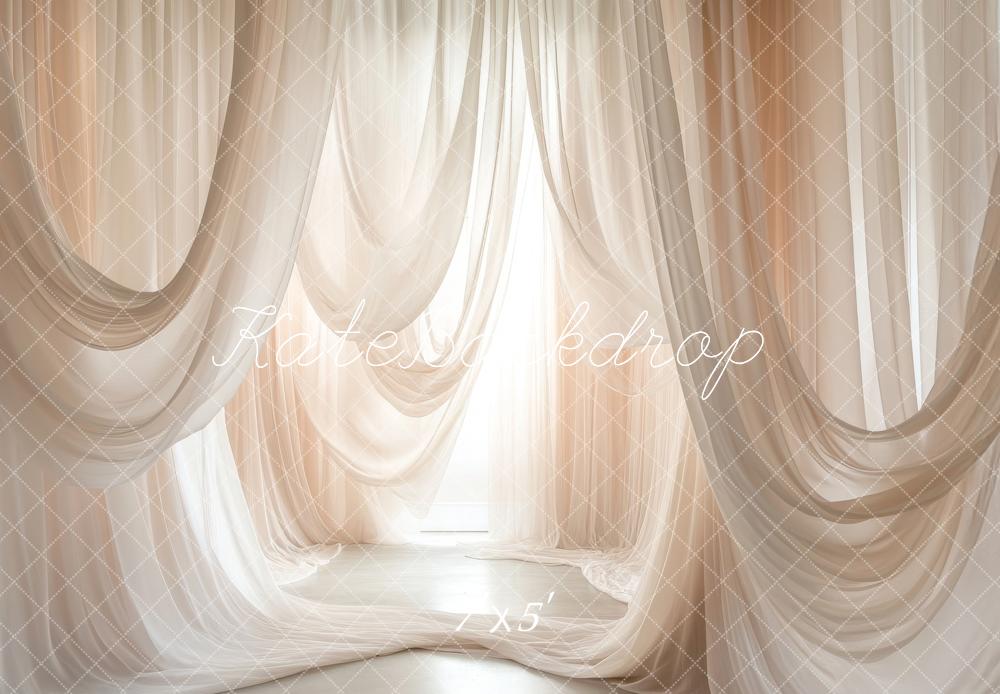 Kate Rideaux Élégant Beige Transparent Toile de fond conçue par Lidia Redekopp - Kate Backdrop FR