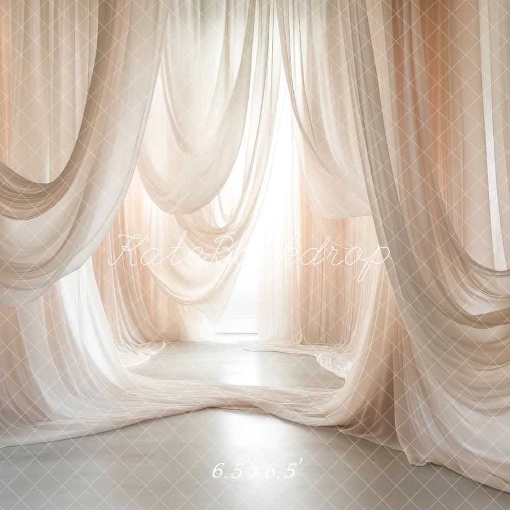 Kate Rideaux Élégant Beige Transparent Toile de fond conçue par Lidia Redekopp - Kate Backdrop FR