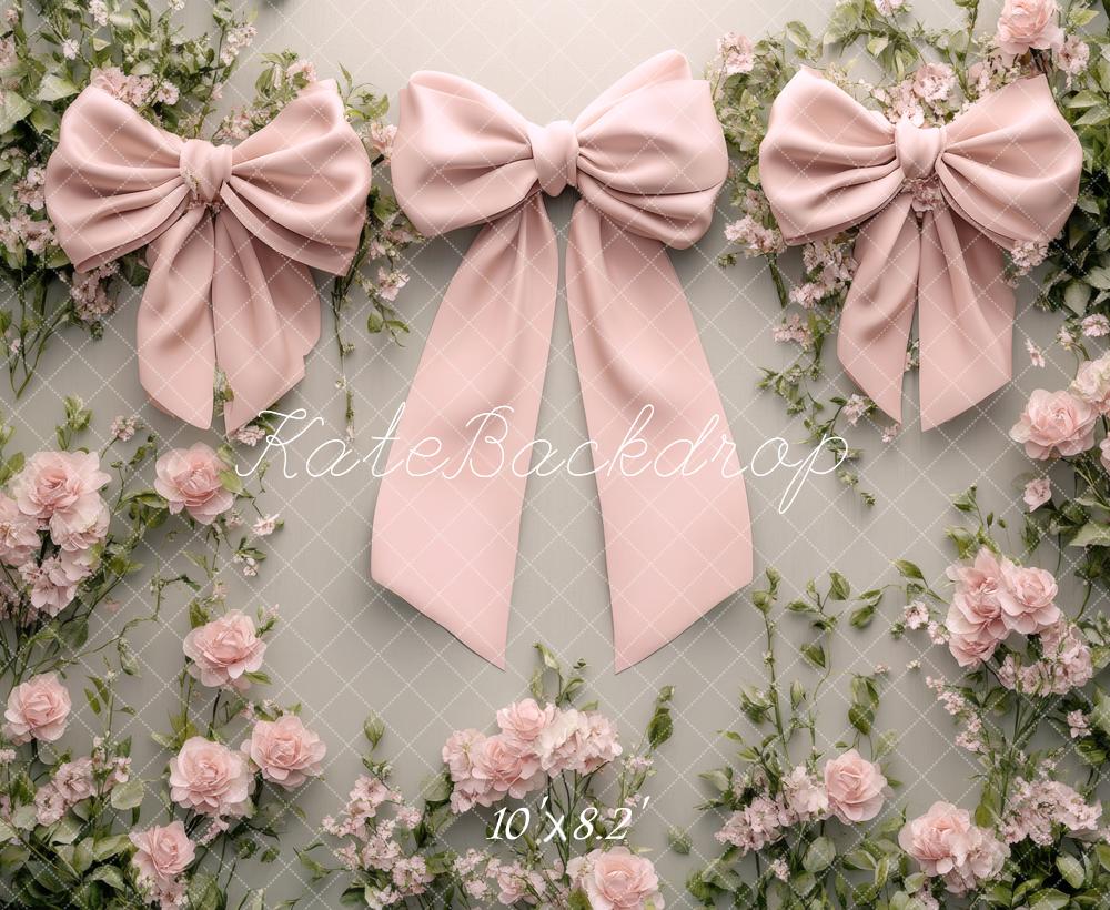 Kate Nœuds Rose Fleurs Princesse Toile de fond conçue par Lidia Redekopp - Kate Backdrop FR