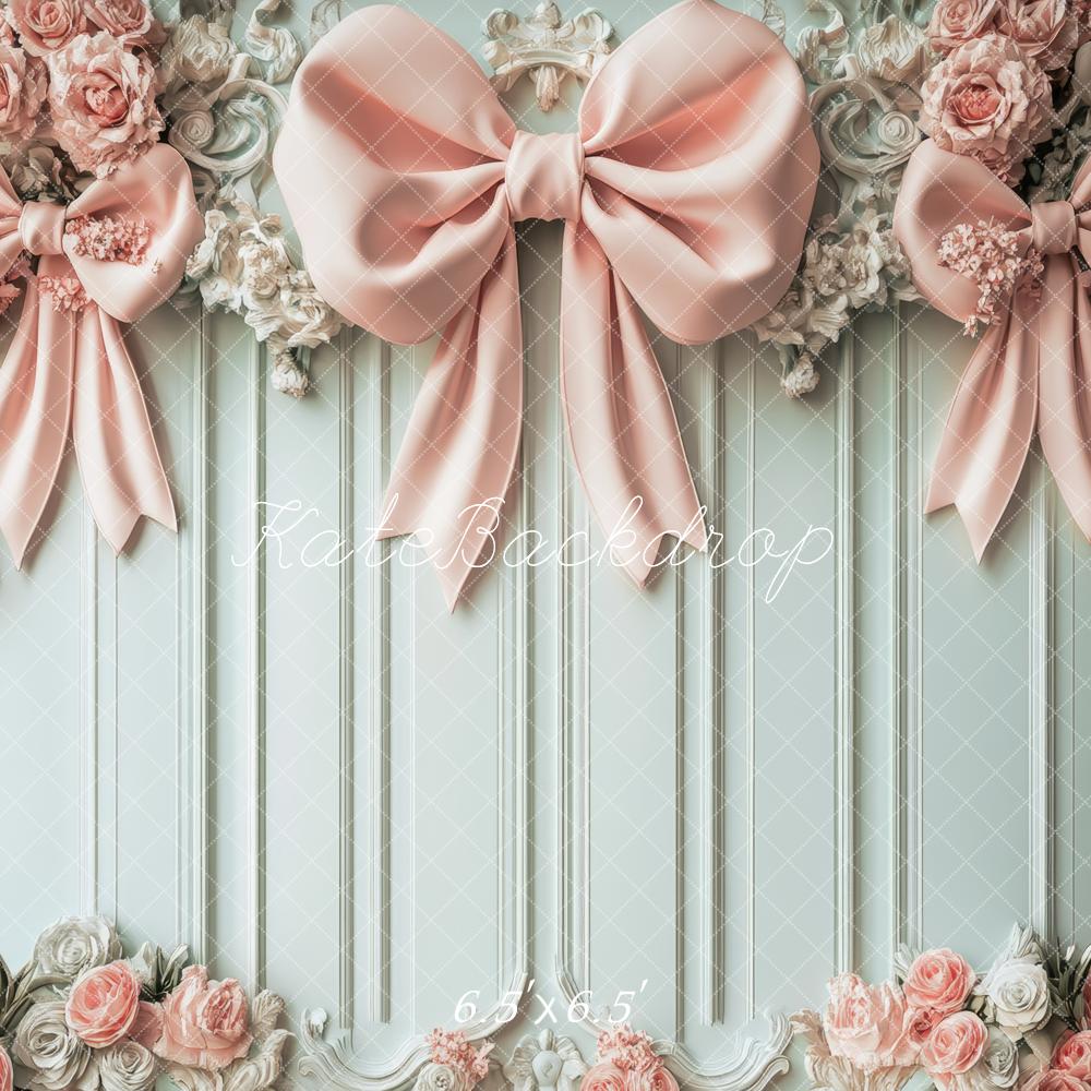 Kate Nœuds Rose Mur Rétro Fleurs Toile de fond conçue par Lidia Redekopp - Kate Backdrop FR